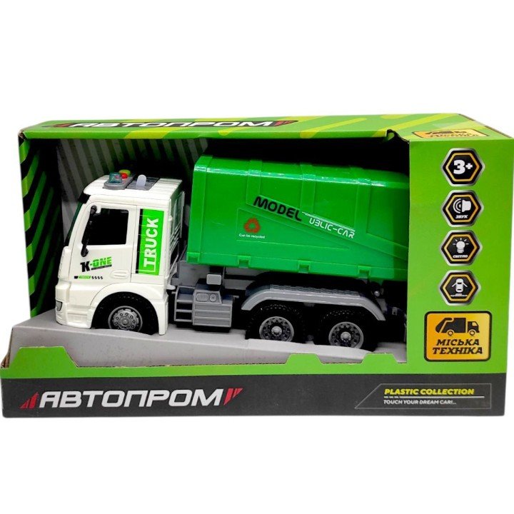 Машина на батарейках "АВТОПРОМ. Сміттєвоз", світло,звук (33,5*19*11,5 см)