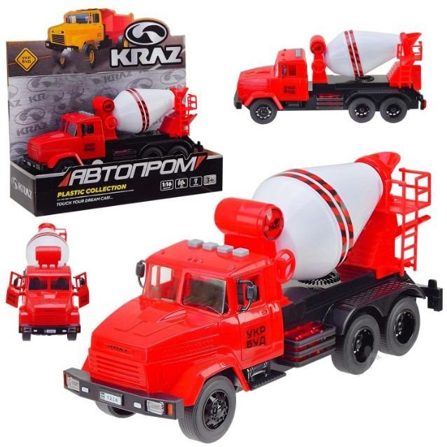 Машинка пластикова "Будівельна техніка. АВТОПРОМ. КРАЗ" (світло ,звук, короб. 32,5*19*12 см)