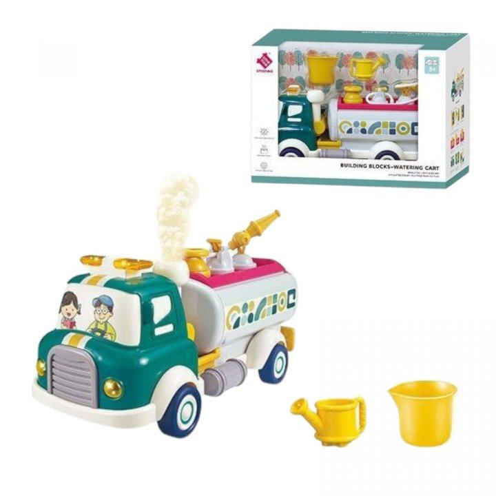 Спецтехніка помповий механізм, бризкає водою, інерція, підсвічування, звуки, парогенерація, рухомі елементи, конструктор, на батарейках, в коробці