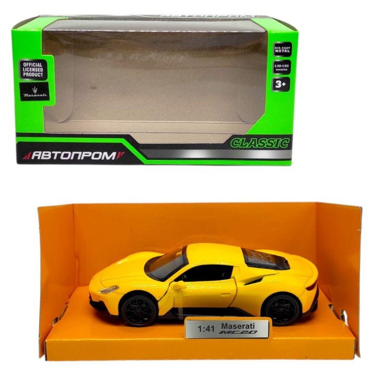 Машинка металева "АВТОПРОМ Maserati MC20" (ЖОВТИЙ)