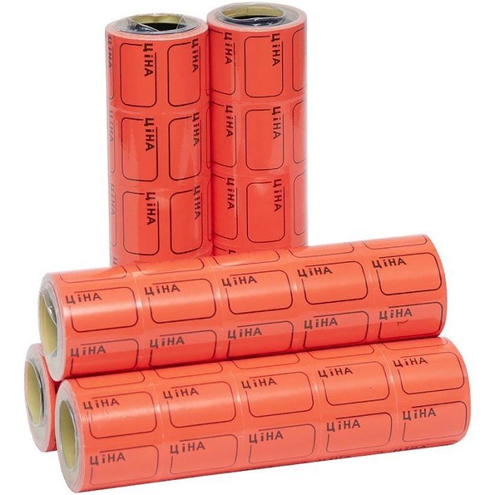 Цінник маленький 3,0х2,0 см "Ціна" з рамкою червоний, 100 шт