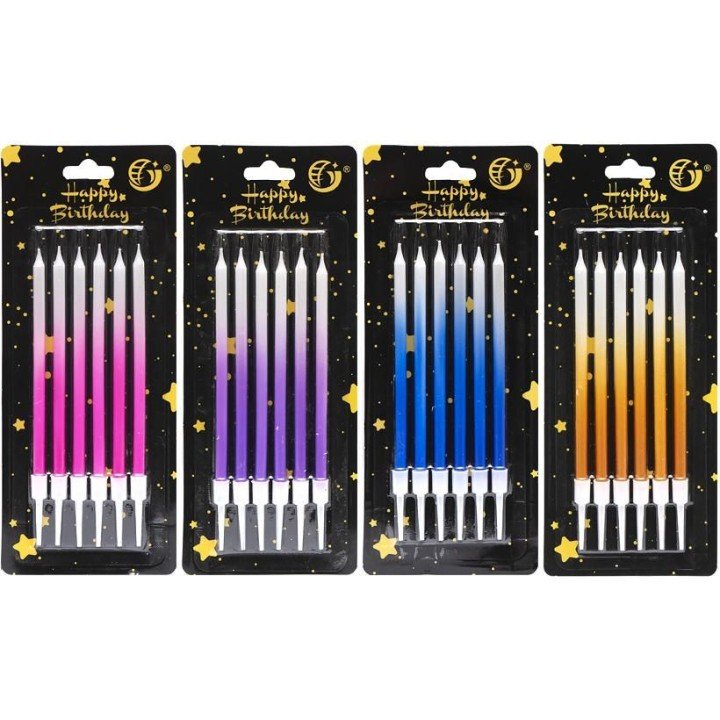 Набір свічок для торта, 6 шт (мікс)