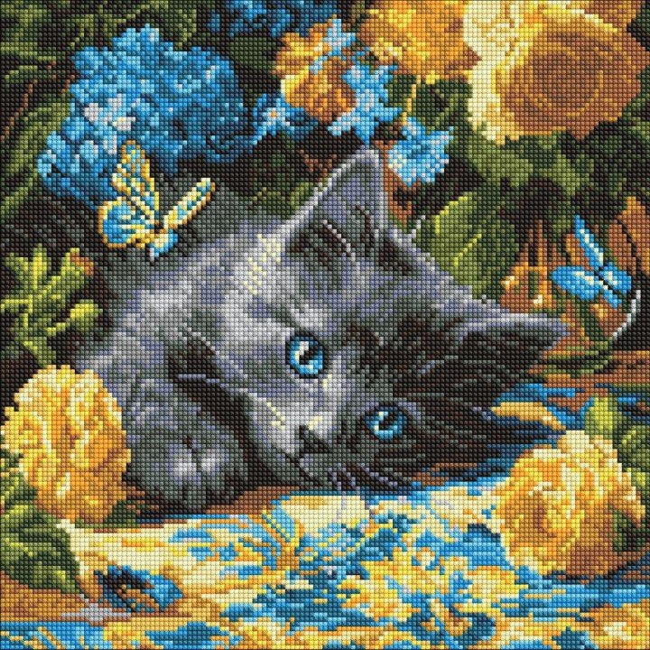 Алмазна мозаїка "Кошеня блакитнооке" 40х40 см