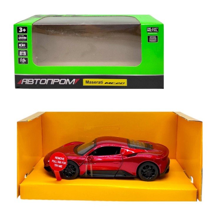 Машинка металева "АВТОПРОМ, 1:33 Maserati MC20" (ЧЕРВОНА) коробка - 18х8х9 см