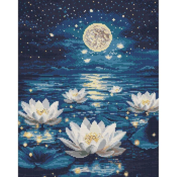 Алмазна мозаїка "Лотос під сяйвом" 40х50 см