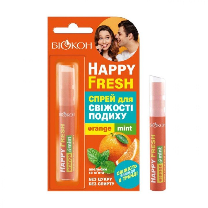 Біокон Спрей для ротової порожнини Happy Fresh Для свіжості подиху Апельсин та мʼята, 10мл