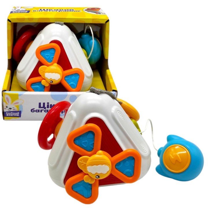 Брязкальце "Сонячний зайчик" (тактильні, рухомі частини) р-р 13,5*10 см, коробка 14,5*12,5*12 см