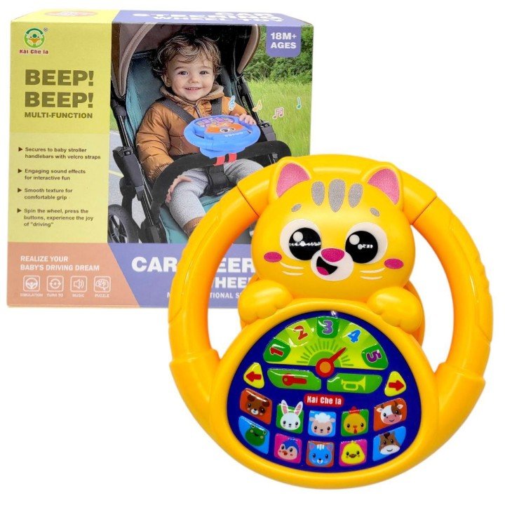 Кермо музичне на батарейках "КОТИК" (ЖОВТИЙ)