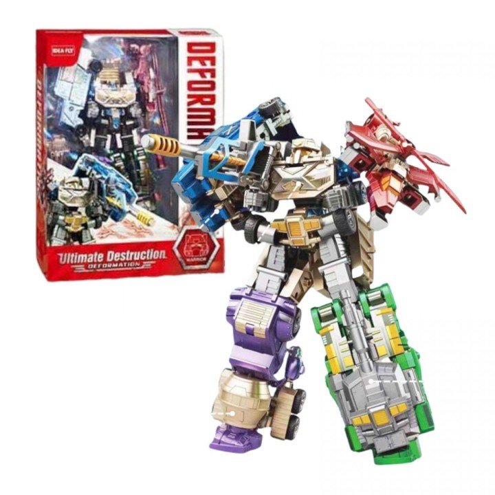 Трансформер 5 видів технки, які збираються в одного великого робота, в коробці