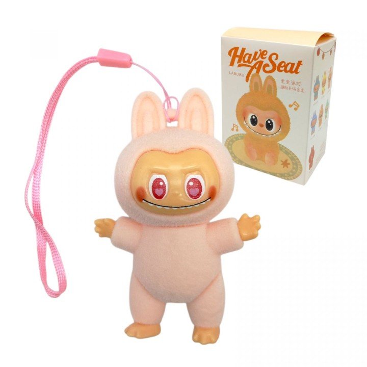 Вельветова іграшка лялька "LABUBU/Лабубу", рухаюча голова ручки ніжки в коробці 16 см