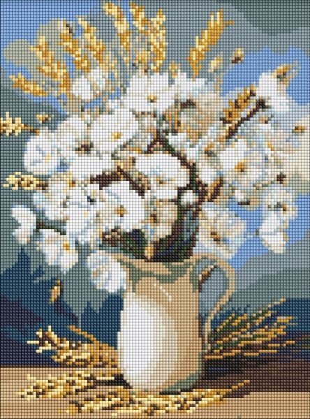 Алмазна мозаїка - "Білі маки і пшениця" ©art_selena_ua, 30х40см