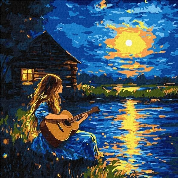 Картина за номерами - "Звуки у темряві" ©art_selena_ua, 40х40см