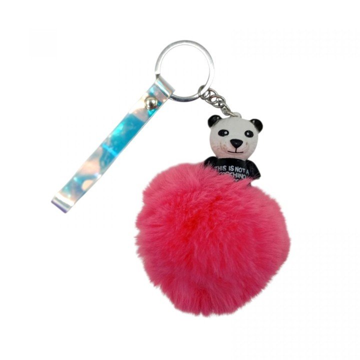Брелок ПАНДА З МІХОВОЮ КУЛЬКОЮ (КОРАЛОВИЙ)