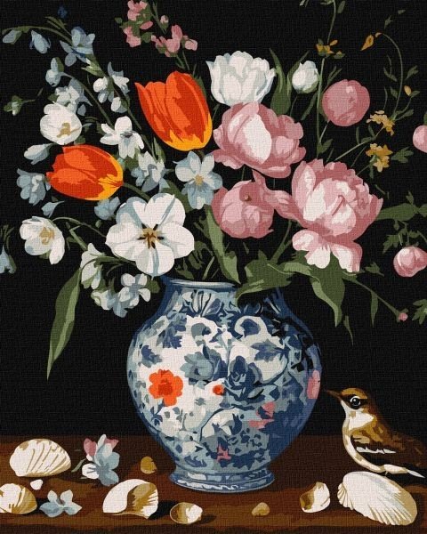 Картина за номерами - "Букет у гарній вазі" ©art_selena_ua, 40х50см