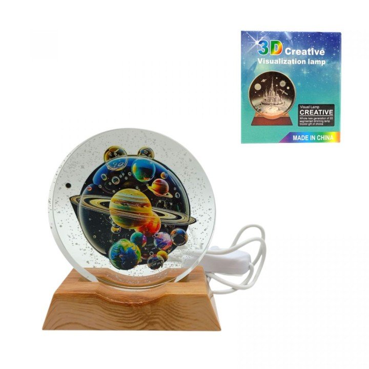 Нічник плоский скляний Планети