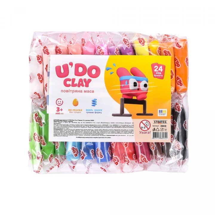Набір для творчості (повітряний пластилін) "UʼDO Clay. 24 шт" брикет 10г (30838)