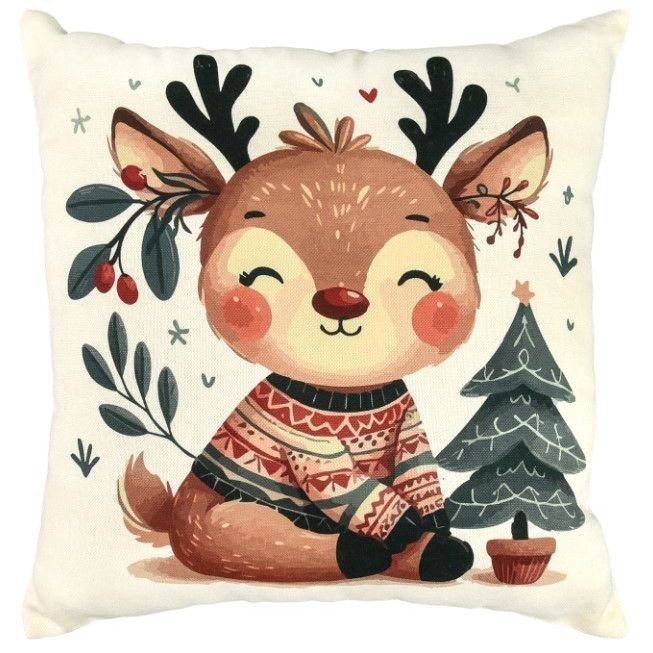 Подушка мікровелюр "В передчутті свята" 35х35 см