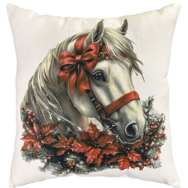 Подушка мікровелюр "Святковий кінь" 35х35 см