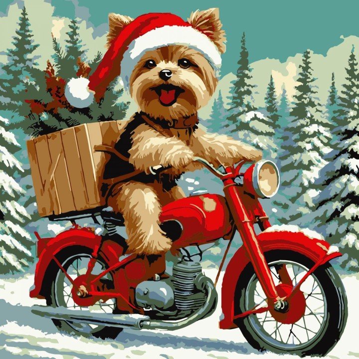 Картина по номерах "Песик у шапці" 30х30 см