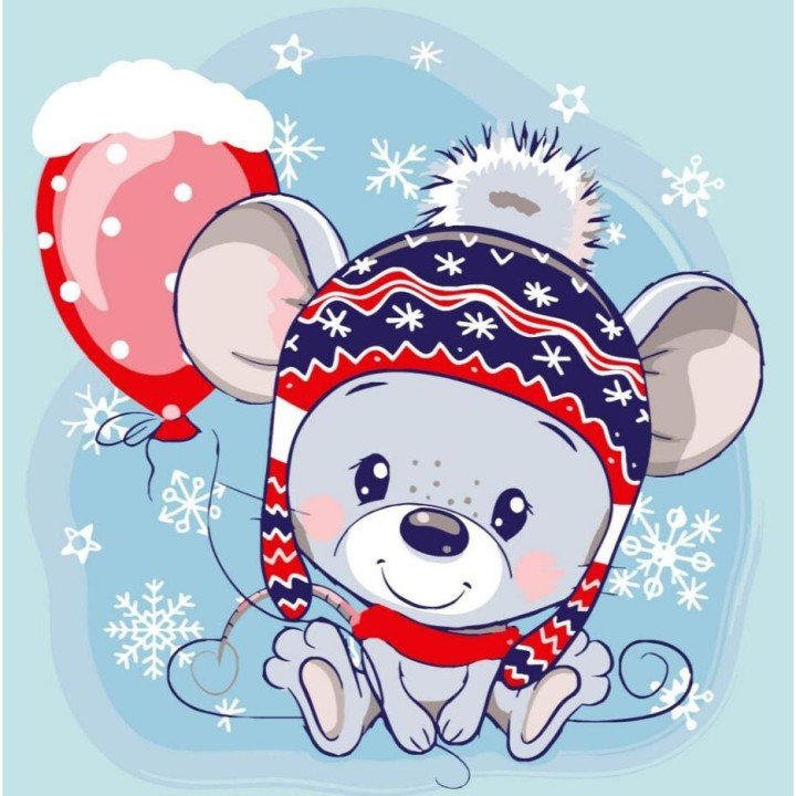 Картина по номерах "Мишеня з кулькою" 30х30 см