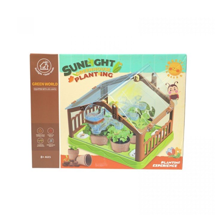 Теплиця підсвічування, лампа, сонячна панель, насіння, торфʼяні таблетки, горщики, в коробці