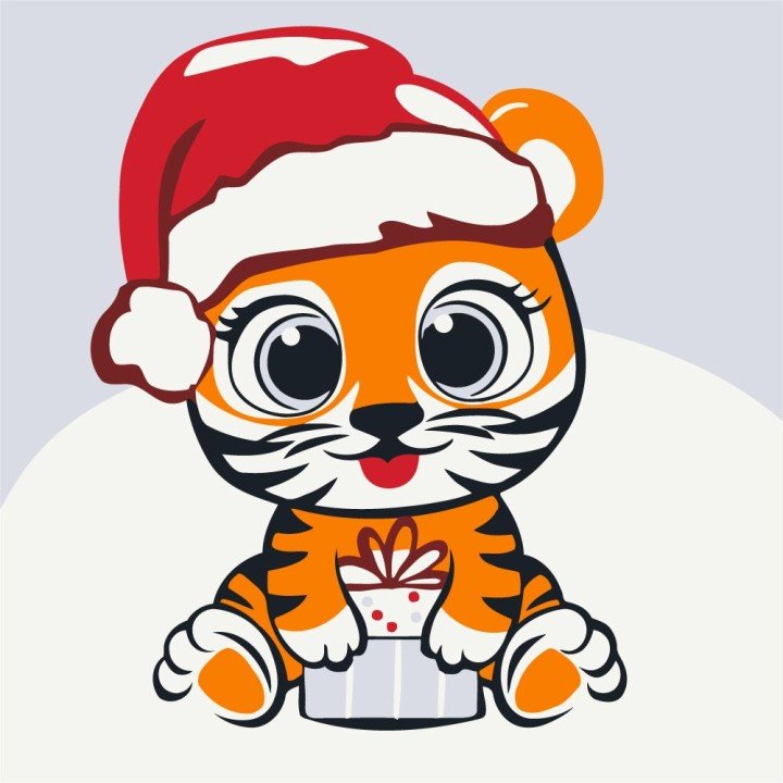 Картина по номерам "Смугастик з подарунком" 20x20 см.