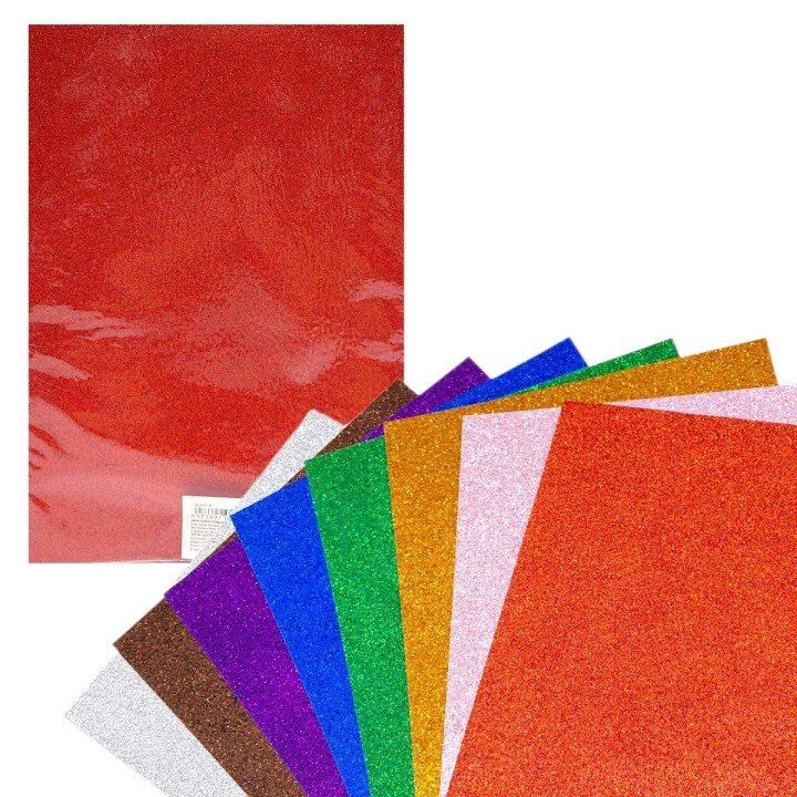 Набір кольорового паперу з глітером (21х29,7см), 8 аркушів