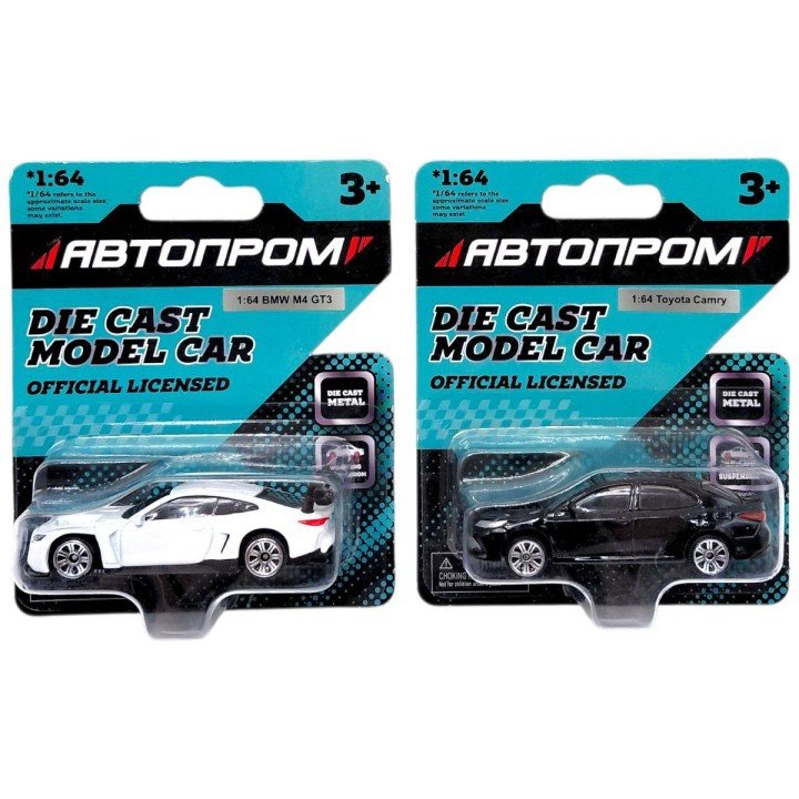 Машина металева АВТОПРОМ, 1:64, мікс видів (планшет 10*3,5*12 см)