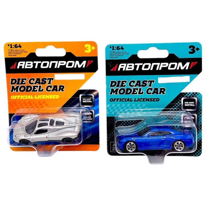 Машина металева АВТОПРОМ, 1:64, мікс видів (планшет 10*3,5*12 см)