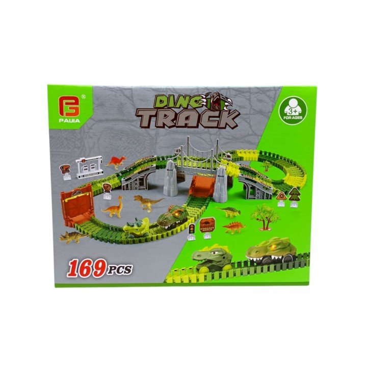 Трек динозавр з машинками(2шт.)батар.світ.кор.25,2*9,5*19,5 см.