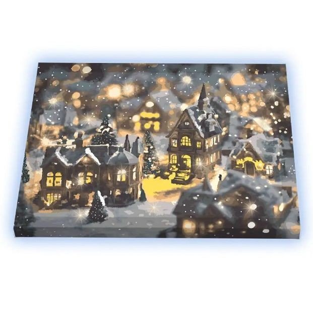 Картина по номерах зі світлодіодною підсвіткою "Зимовий вечір" 40x50 см