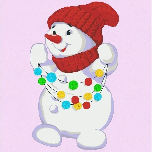 Картина по номерах зі світлодіодною підсвіткою "Сніговик" 25x25 см