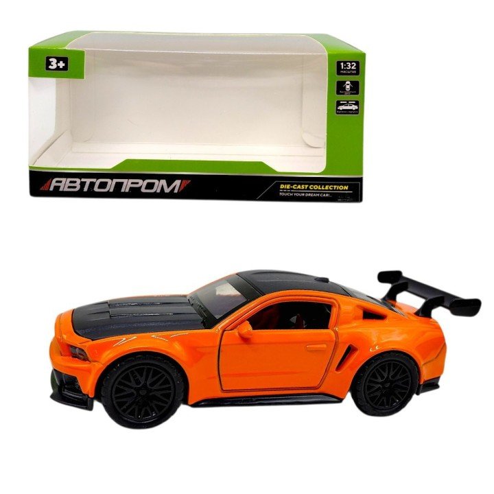 МАШИНА АВТОПРОМ (металева) 1:32 FORD MUSTANG (ПОМАРАНЧЕВА)