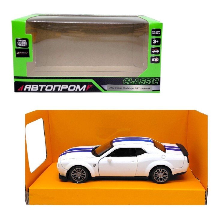 МАШИНА АВТОПРОМ (металева) Dodge Challenger (БІЛИЙ)