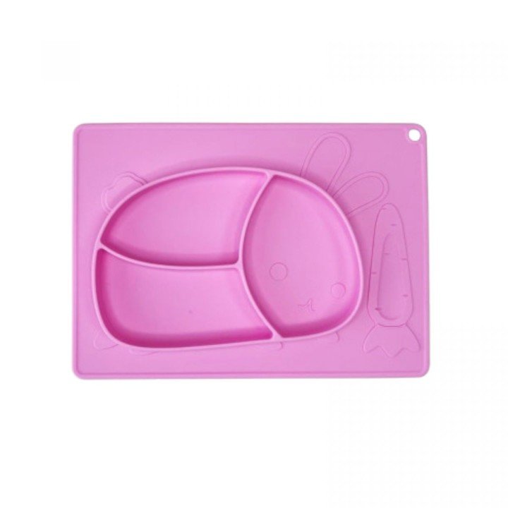 Силіконова тарілка-килимок Зая (РОЖЕВИЙ)