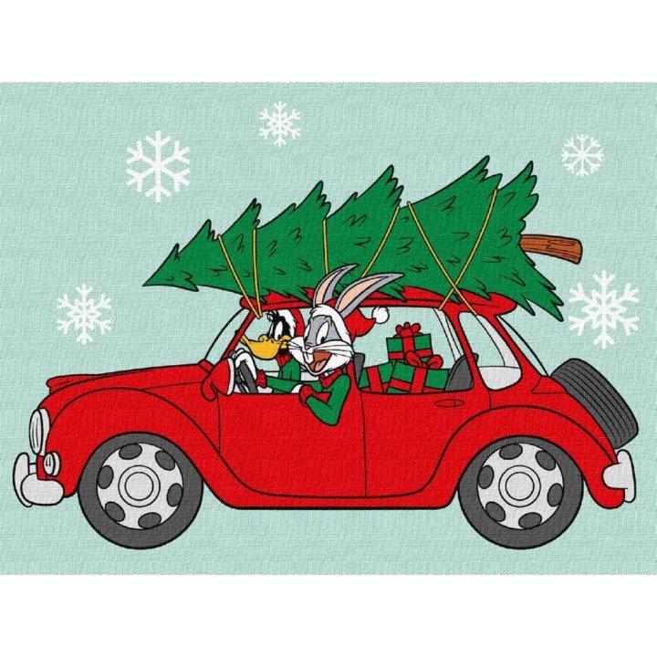 Картина по номерах "Bugs & Daffy: Різдвяна поїздка" 30х40 см
