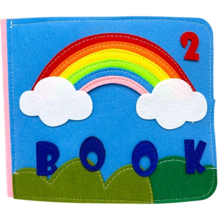 Мʼяка книжка-бізіборд "Веселка", пальчикові ігри, шнурівка, сортер