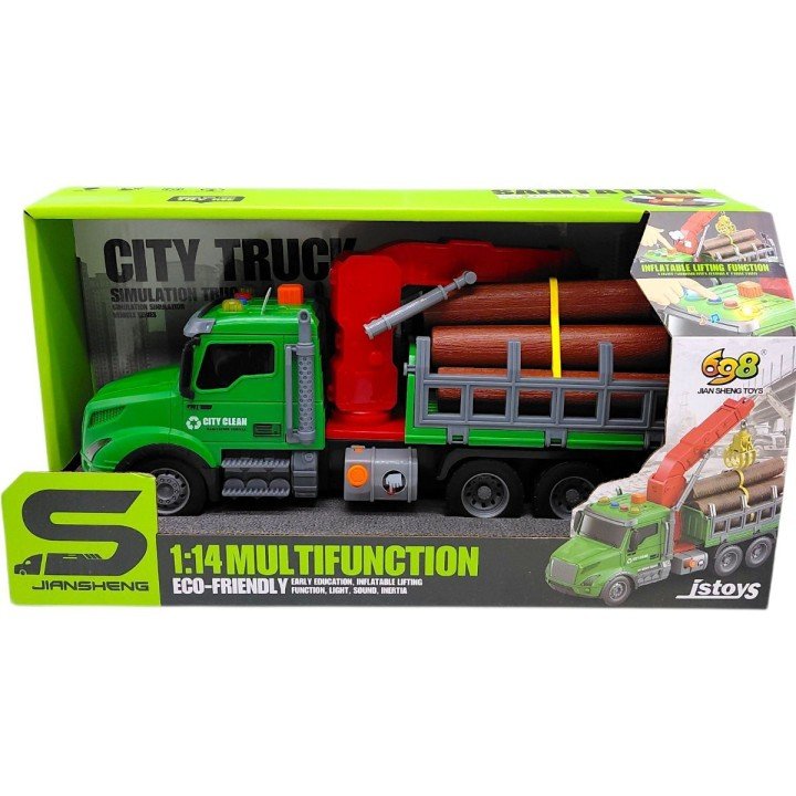 Машина лісовоз з маніпулятором інерційна; озвучена, зі світлом (в коробці 34,5x13x18 см)