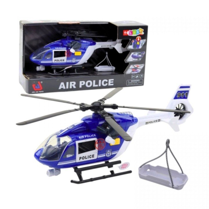 Гвинтокрил "Поліція", підсвічування, звук, заводні лопасті, механічний підіймач, відчиняються двері, вантаж, в коробці