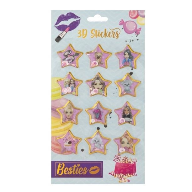 3D наліпки з блискітками "Зірка" (12 шт)