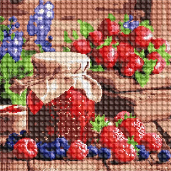Алмазна мозаїка "Малинове варення" 40х40 см