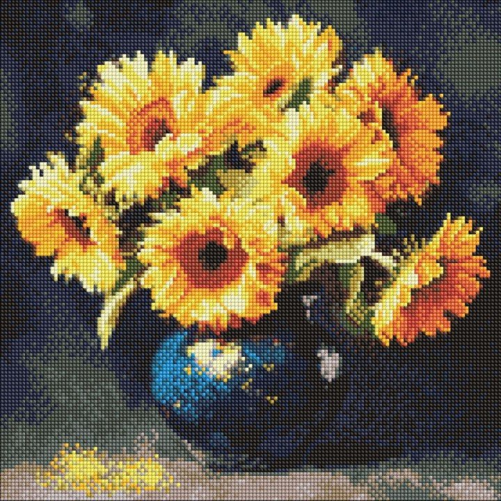 Алмазна мозаїка "Соняшник в темряві" 40х40 см