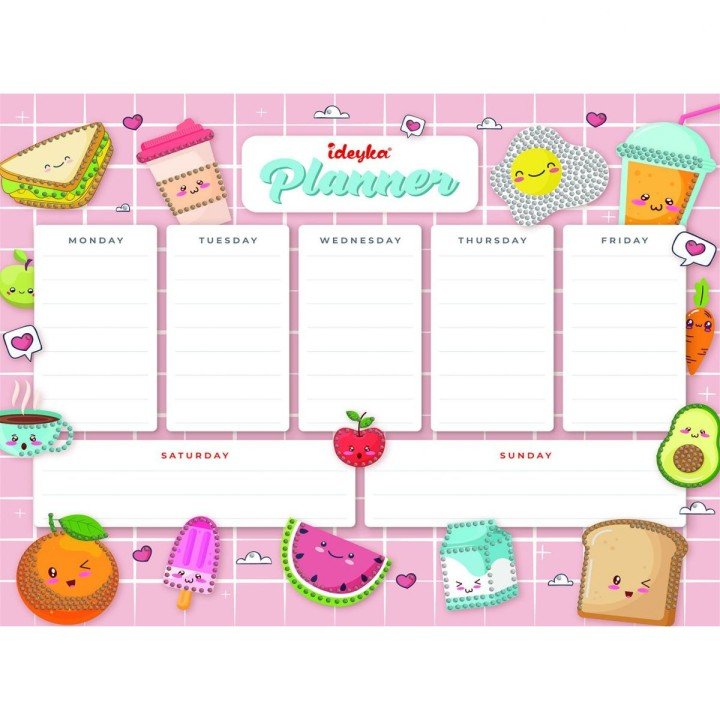 Планер на магнітній основі з алмазною мозаїкою "Продукти" 32х40см