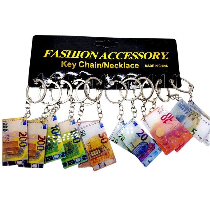 Брелоки пластикові "Гроші євро" (11 см), 12 брелоків