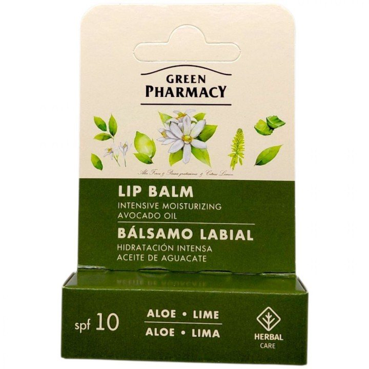 Бальзам для губ "Green Pharmacy" 3,6г інтенсивне зволоження алое та лайм