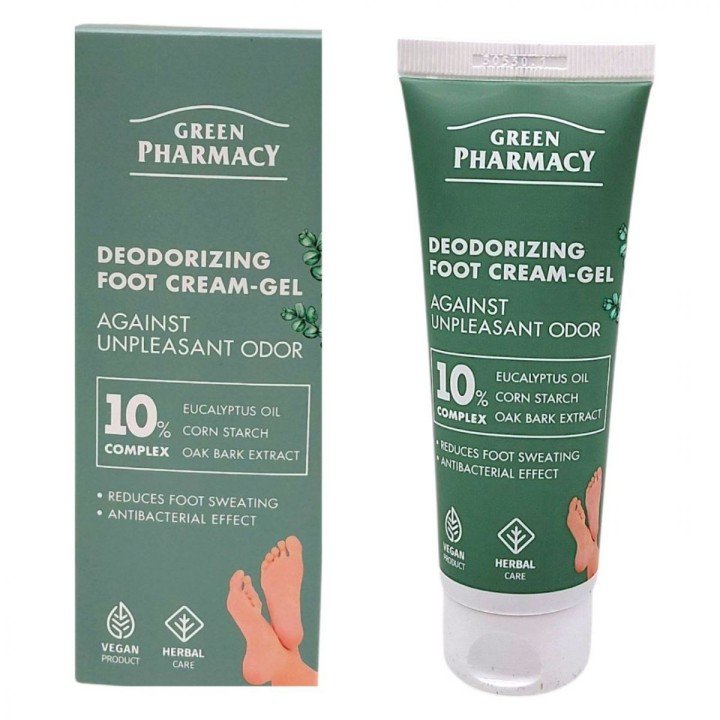 Крем-гель для ніг "Green Pharmacy" 75 мл, дезодоруючий, проти неприємного запаху