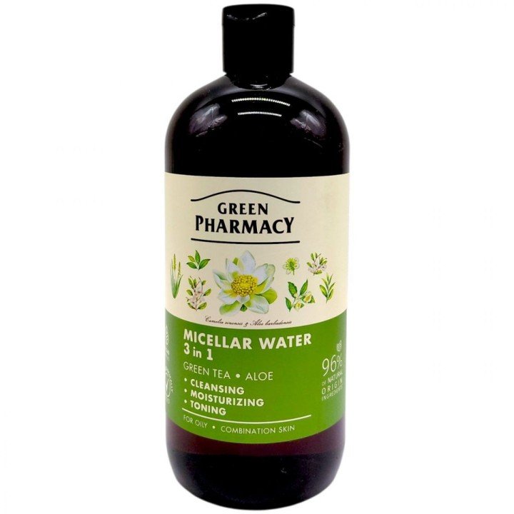 Міцелярна вода 3в1, зелений чай та алое, 500 мл