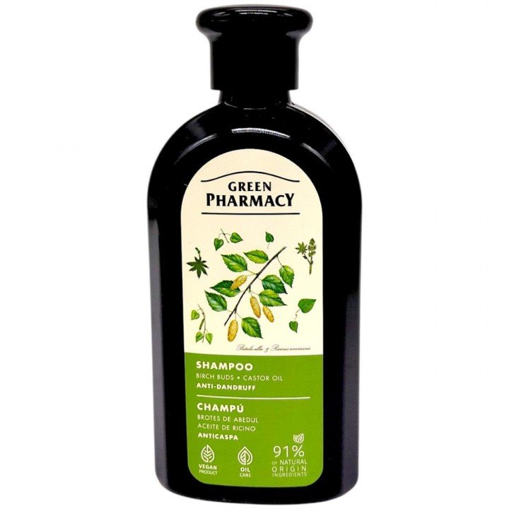 Шампунь "Green Pharmacy, березові бруньки та касторова олія" проти лупи (350 мл)