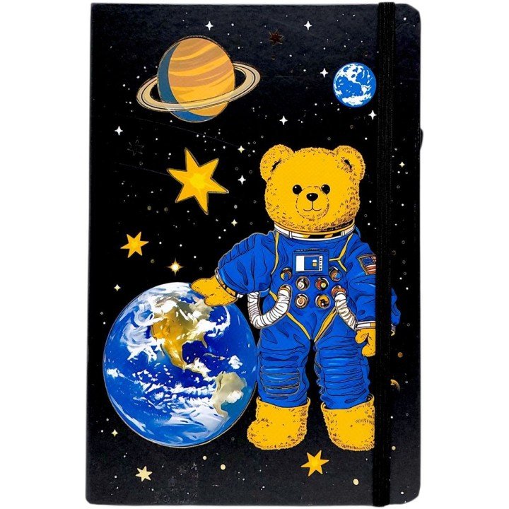 Блокнот "Ведмедик-космонавт" тверда обкладинка, А5 (ЧОРНИЙ)