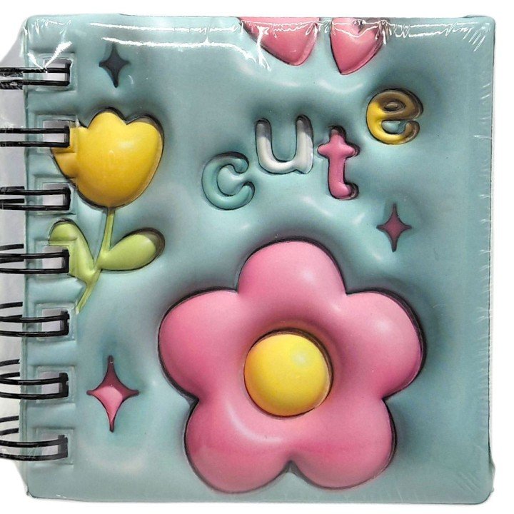 Блокнот 3D на пружині 10Х9,5 см "Квіти" (БІРЮЗОВИЙ)